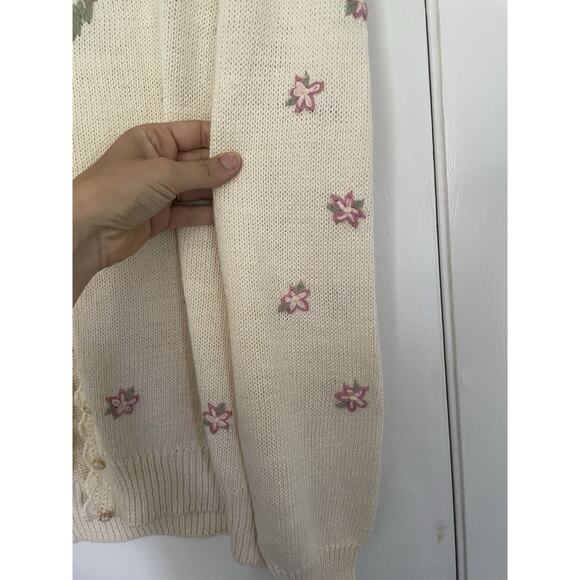 VTG Deadstock Abini Knit Embroidered Cardigan Sweater SZ 2X Floral Grandma - Picture 4 of 10